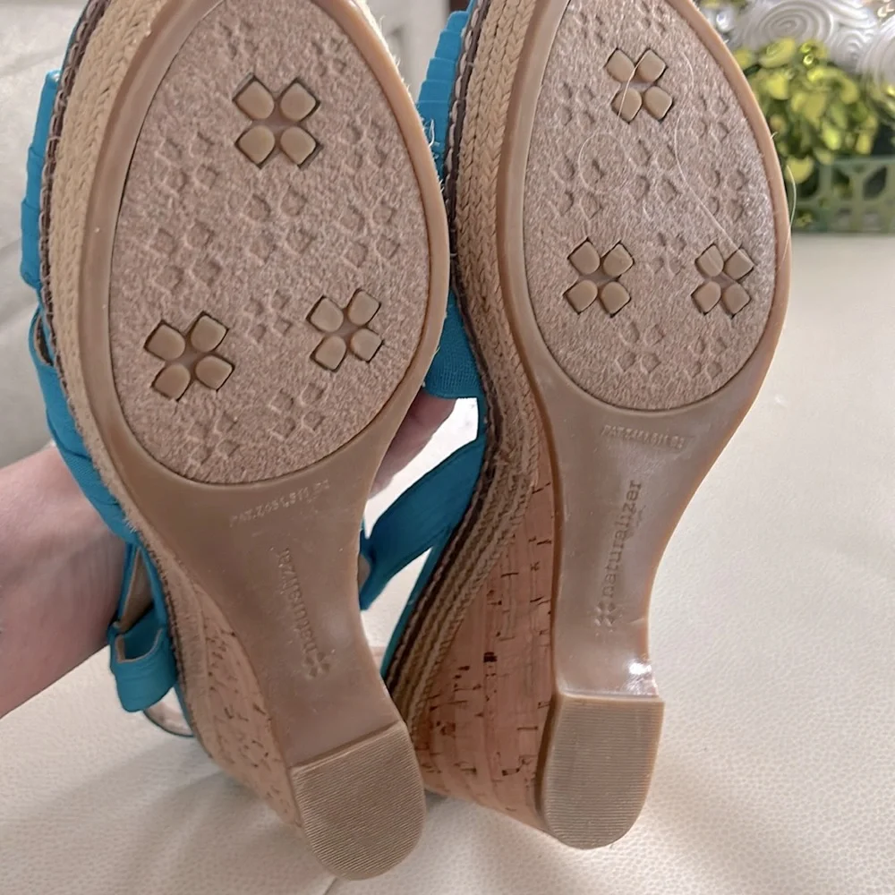 Naturalizer N5 Comfort LULIANNA Wedge 8.5 Turquoise Espadrille Sandal